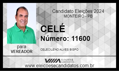 Candidato CELÉ 2024 - MONTEIRO - Eleições