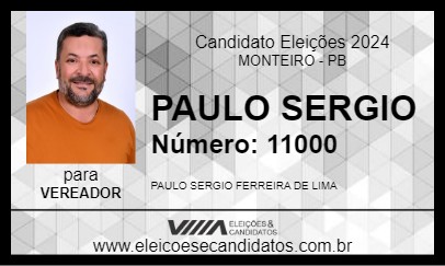 Candidato PAULO SERGIO 2024 - MONTEIRO - Eleições