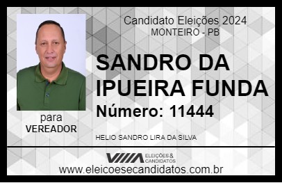 Candidato SANDRO DA IPUEIRA FUNDA 2024 - MONTEIRO - Eleições