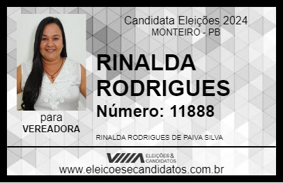 Candidato RINALDA RODRIGUES 2024 - MONTEIRO - Eleições