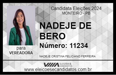 Candidato NADEJE DE BERO 2024 - MONTEIRO - Eleições