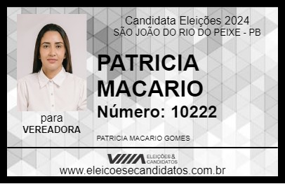 Candidato PATRICIA MACARIO 2024 - SÃO JOÃO DO RIO DO PEIXE - Eleições