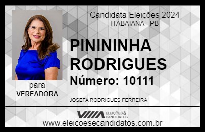 Candidato PINININHA RODRIGUES 2024 - ITABAIANA - Eleições