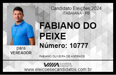 Candidato FABIANO DO PEIXE 2024 - ITABAIANA - Eleições