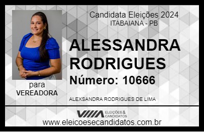 Candidato ALESSANDRA RODRIGUES 2024 - ITABAIANA - Eleições