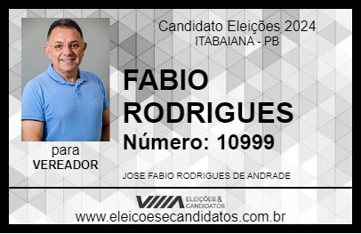 Candidato FABIO RODRIGUES 2024 - ITABAIANA - Eleições