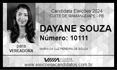 Candidato DAYANE SOUZA 2024 - CUITÉ DE MAMANGUAPE - Eleições