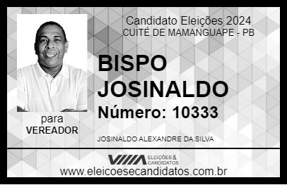 Candidato BISPO JOSINALDO 2024 - CUITÉ DE MAMANGUAPE - Eleições