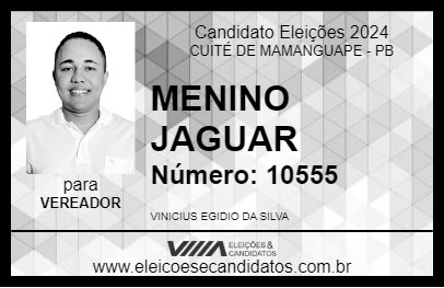 Candidato MENINO JAGUAR 2024 - CUITÉ DE MAMANGUAPE - Eleições