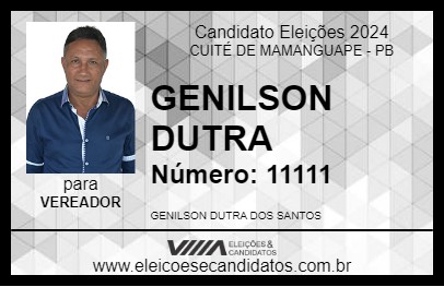 Candidato GENILSON DUTRA 2024 - CUITÉ DE MAMANGUAPE - Eleições