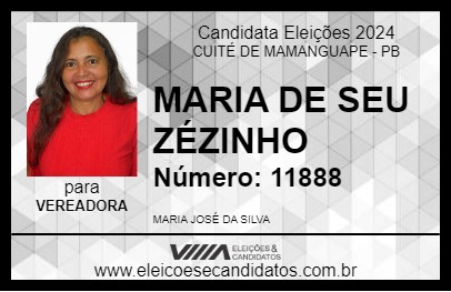 Candidato MARIA DE SEU ZÉZINHO 2024 - CUITÉ DE MAMANGUAPE - Eleições