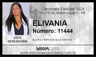 Candidato ELIVANIA 2024 - CUITÉ DE MAMANGUAPE - Eleições