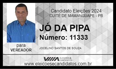 Candidato JÓ DA PIPA 2024 - CUITÉ DE MAMANGUAPE - Eleições