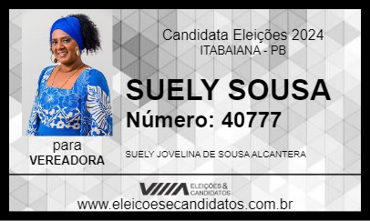 Candidato SUELY SOUSA 2024 - ITABAIANA - Eleições