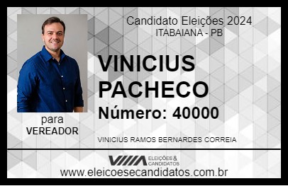 Candidato VINICIUS PACHECO 2024 - ITABAIANA - Eleições