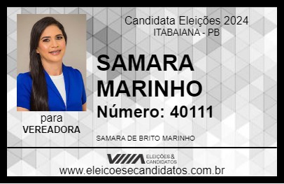 Candidato SAMARA MARINHO 2024 - ITABAIANA - Eleições