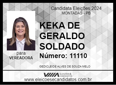 Candidato KEKA DE GERALDO SOLDADO 2024 - MONTADAS - Eleições