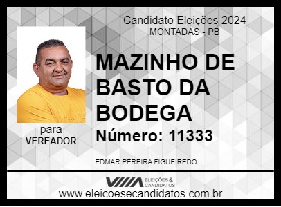 Candidato MAZINHO DE BASTO DA BODEGA 2024 - MONTADAS - Eleições