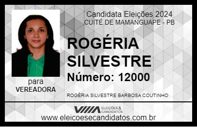 Candidato ROGÉRIA SILVESTRE 2024 - CUITÉ DE MAMANGUAPE - Eleições