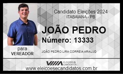 Candidato JOÃO PEDRO 2024 - ITABAIANA - Eleições