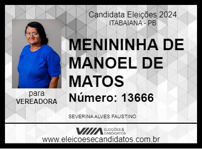 Candidato MENININHA DE MANOEL DE MATOS 2024 - ITABAIANA - Eleições