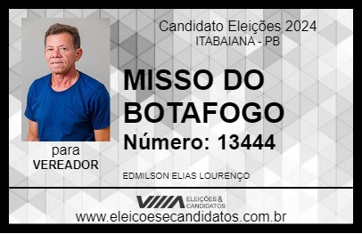 Candidato MISSO DO BOTAFOGO 2024 - ITABAIANA - Eleições