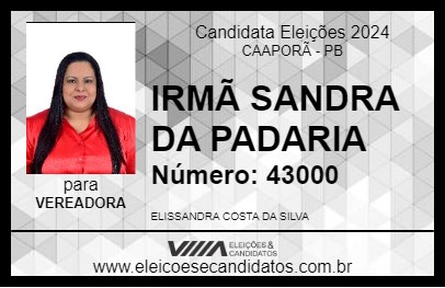 Candidato IRMÃ SANDRA DA PADARIA 2024 - CAAPORÃ - Eleições