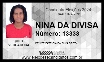 Candidato NINA DA DIVISA 2024 - CAAPORÃ - Eleições