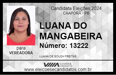 Candidato LUANA DO MANGABEIRA 2024 - CAAPORÃ - Eleições