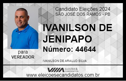 Candidato IVANILSON DE JENIPAPO 2024 - SÃO JOSÉ DOS RAMOS - Eleições