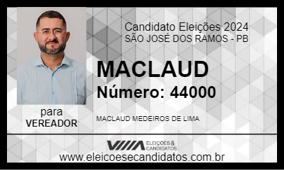 Candidato MACLAUD 2024 - SÃO JOSÉ DOS RAMOS - Eleições