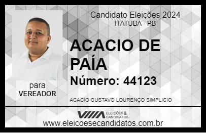 Candidato ACACIO DE PAÍA 2024 - ITATUBA - Eleições