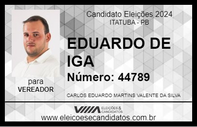 Candidato EDUARDO DE IGA 2024 - ITATUBA - Eleições