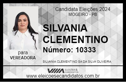 Candidato SILVANIA CLEMENTINO 2024 - MOGEIRO - Eleições