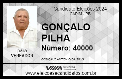 Candidato GONÇALO PILHA 2024 - CAPIM - Eleições