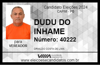 Candidato DUDU DO INHAME 2024 - CAPIM - Eleições