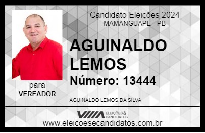 Candidato AGUINALDO LEMOS 2024 - MAMANGUAPE - Eleições