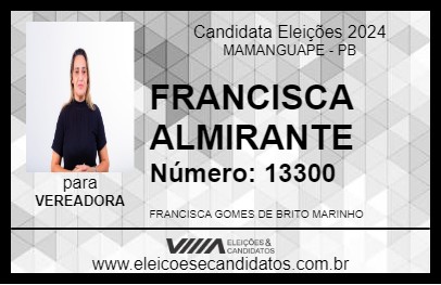 Candidato FRANCISCA ALMIRANTE 2024 - MAMANGUAPE - Eleições