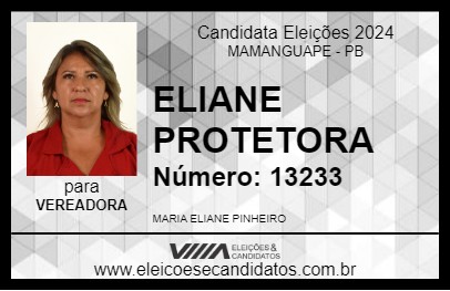 Candidato ELIANE PROTETORA 2024 - MAMANGUAPE - Eleições