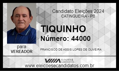 Candidato TIQUINHO 2024 - CATINGUEIRA - Eleições