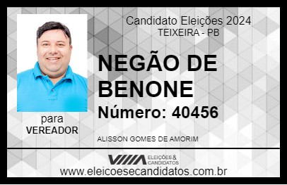 Candidato NEGÃO DE BENONE 2024 - TEIXEIRA - Eleições