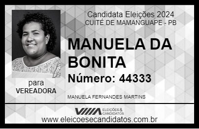 Candidato MANUELA DA BONITA 2024 - CUITÉ DE MAMANGUAPE - Eleições