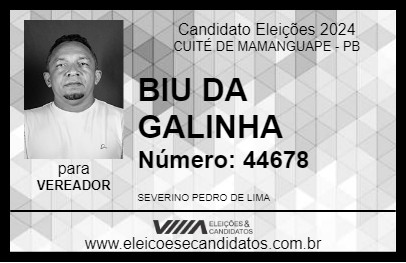 Candidato BIU DA GALINHA 2024 - CUITÉ DE MAMANGUAPE - Eleições