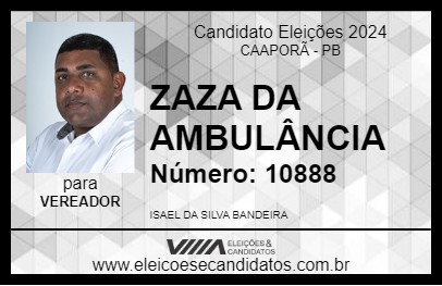 Candidato ZAZA DA AMBULÂNCIA 2024 - CAAPORÃ - Eleições