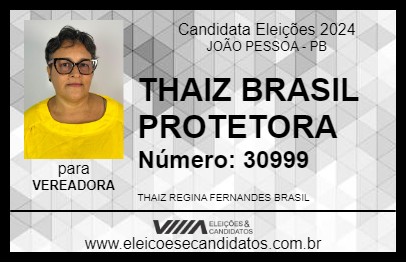 Candidato THAIZ BRASIL PROTETORA 2024 - JOÃO PESSOA - Eleições