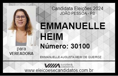 Candidato EMMANUELLE HEIM 2024 - JOÃO PESSOA - Eleições