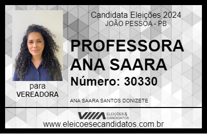 Candidato PROFESSORA ANA SAARA 2024 - JOÃO PESSOA - Eleições