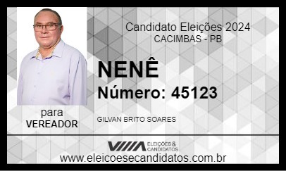 Candidato NENÊ 2024 - CACIMBAS - Eleições