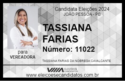 Candidato TASSIANA FARIAS 2024 - JOÃO PESSOA - Eleições