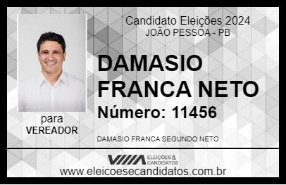 Candidato DAMASIO FRANCA NETO 2024 - JOÃO PESSOA - Eleições